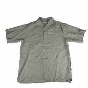 D. Icon Linen Shirt Mens XXL Beige Short Sleeve Button Up 2XL Vacation Beach Vtg